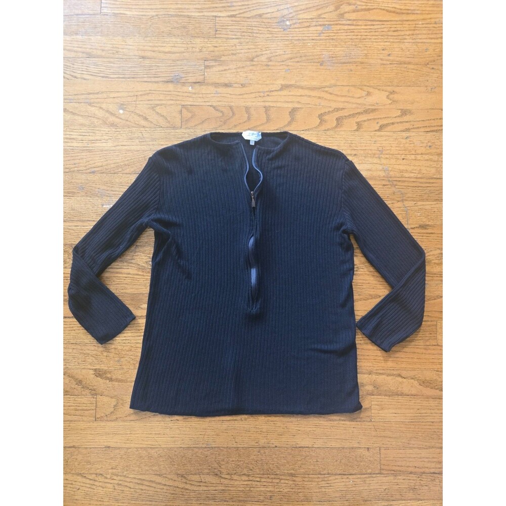 Vtg Max Mara Womens 1/2 Zip Knit Sweater Black Size Small